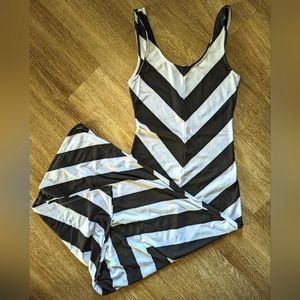 Charlotte Russe Black & White V Stripes Maxi Dress